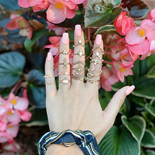 Belicey 20210512 17Pcs Knuckle Stacking Rings Set For Women Gold Crystal Rhinestone Finger Statement Ring Sets Vintage Joint Knot Mid Rings thumb #2