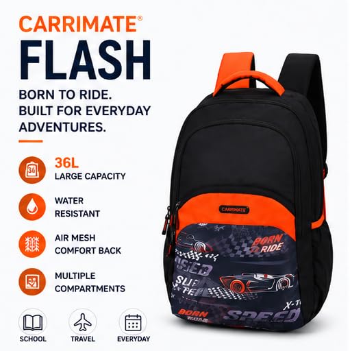 Image of Flash Backpack for Boys & Girls | 3-Compartment School, College & Travel Backpack with Organizer Pocket, Extra Sleeve, Rain Cover, Side Bottle Holder & Breathable Mesh Back