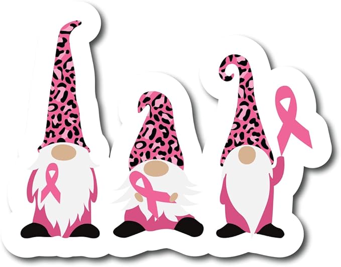 Gnomes with Breast Cancer Ribbon | Breast Cancer Awareness Month | Great Gift Idea|Single |5 Inch Magnet | Made in The USA | Car Auto Tool Box RefrigeratorMagnet | FBMMAG11701