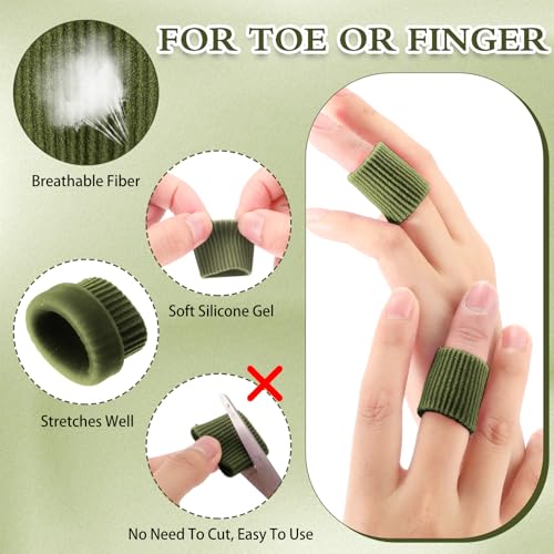 Image of Blulu 24 Pieces Toe Tubes 0.98 Inches Cushion Tube Corn Pads for Toes Sleeves Soft Gel Protectors for Cushions Corns Blisters Calluses 3 Size(Military Green,Assorted Sizes)