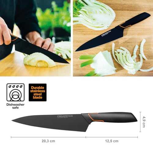 Fiskars Kochmesser, Modernes Design, Gesamtlänge: 31 cm, Qualitätsstahl/Kunststoff, Edge, 1003094,...