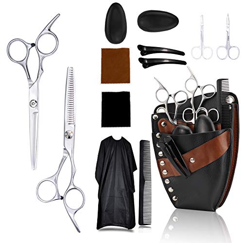 Hair Cutting Scissors Set Hairdressing Tool with Exquisite Haircut Package for Barber Salon Home 12 Pack