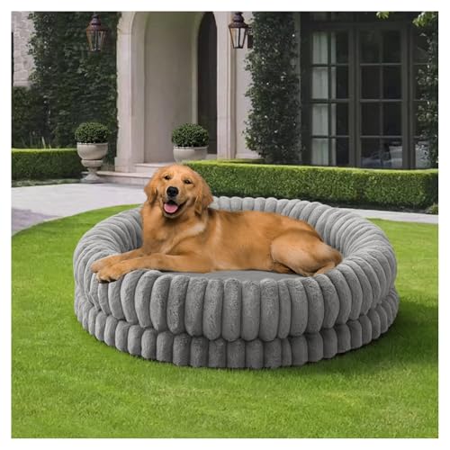Image of BALANCE Luxury Donut Dog Bed, 43 Inches Round Dog Beds Large Sized Dogs Washable, Orthopedic Calming Dogs Bed for Pets with Anti-Slip Bottom, Gray