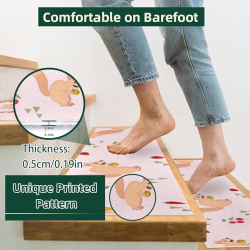 Peldaños de escalera de frutas de ardilla para proteger pasos de madera en interiores de hogares 3