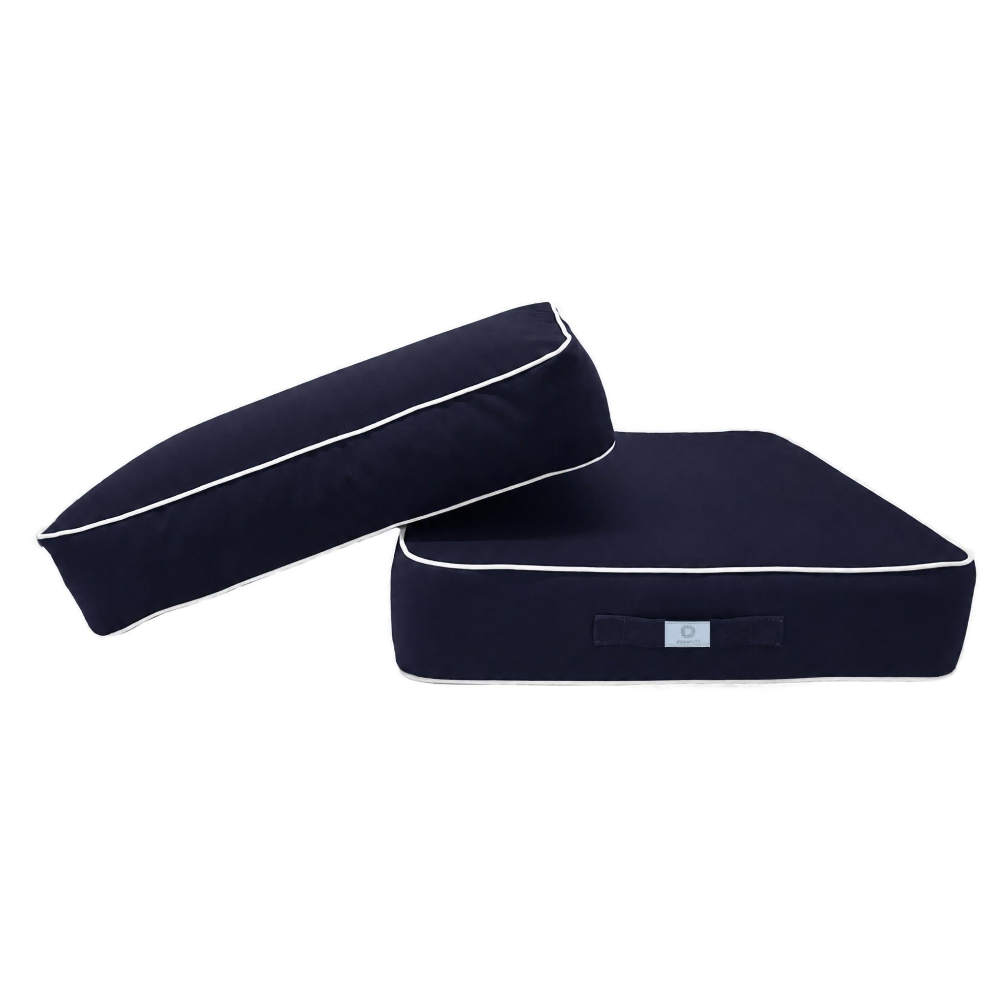 Cuscini da Esterno Impermeabili 60x60 cm Spessore 12 cm - Set Seduta e Schienale per Poltrona Larga da Giardino - Imbottitura Inclusa, Sfoderabili, Anti UV, Profilo Cordonato - Blu Marino