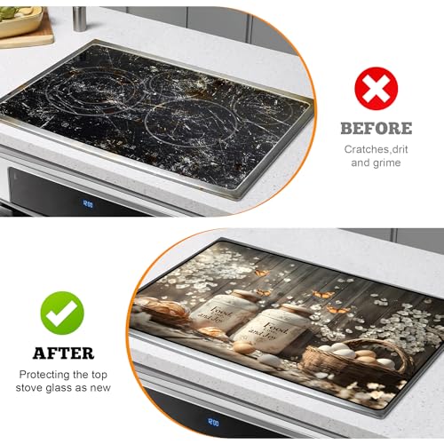 Image of Multi-Design Silicone Stove Cover for Glass /Electric Stoves - 3-in-1 Heat-Resistant Protector Mat, Non-Slip Drying Rack 28 inchx20 inch (Shop Window)