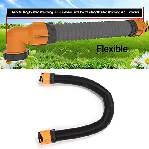 15 Fuß Wohnmobil-abwasserschläuche - Zusammenklappbarer Abflussschlauch Abwasserrohr-kit mit Schwenkadapter für Wohnmobil Camper Reiseanhänger Wohnmobile Campingwagen Sauberes System