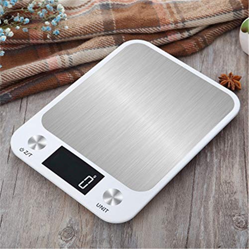 Digitale Küchenwaage, LCD-Lebensmittel-Kochwaage, ultradünnes Design, leicht zu reinigen, multifunktionale elektronische Haushaltswaage, (Farbe: Weiß, Größe: 10 kg/1 g) (weiß 5 kg/1 g)