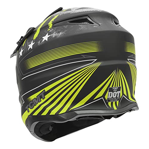 Xfmt Dot Unisex-Adult Motocross Helmets Off Road Atv Dirt Bike Bmx Full Face Helmets (Black Yellow Star, X-Large) #TOP5