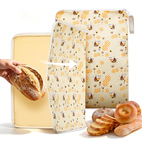Beeswax Bread Bags for Sourdough, 2 Pack XL 13"x17" Fully-Open Zipper Bread Storage Bags for Homemade Bread & Boule, Washable Reusable Plastic-Free Bread Keeper - image 1