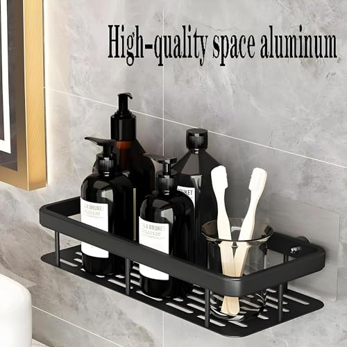 Image of Boniry 1 Pcs Aluminium Heavy Duty Self Adhesive Bathroom Shelf, Modern Style, Wall Mounted, Single Shelf, Gold Finish