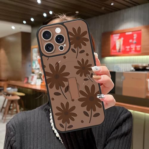 MOWIME Magnetic for iPhone 15 Pro Max Case with Finger Strap, Compatible with Magsafe, Daisy Floral Pattern for Women Girls, Slim Shockproof Soft TPU Case for iPhone 15 Pro Max 6.7 Inch, Brown by MOWIME - Used condition - Image 7