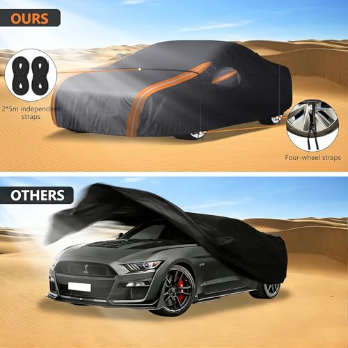 Image of Car Cover Custom Fit for Ford Mustang /Shelby (1964-2025) | 10-Layer Outdoor Waterproof All Weather Heavy Duty Car Cover | Sun, Rain, UV, Dust, and Snow Protection - Zipper Door & Storage Bag