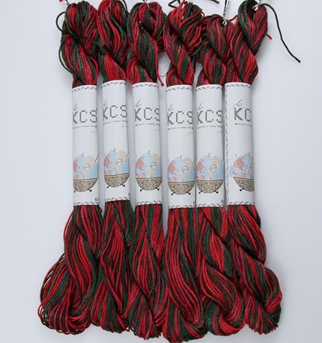 Image of KCS Big skeins of 25 Meters Size 25 Color Variegated Cross Stitch Stranded Threads,6 skeins,4519