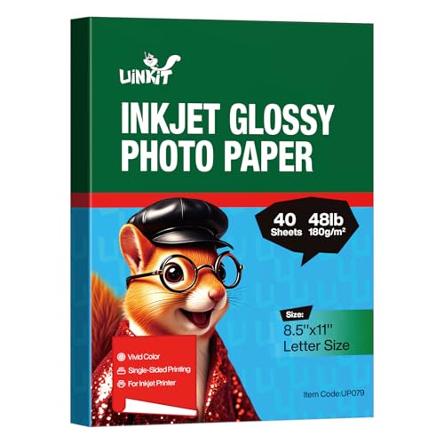 Uinkit Glossy Inkjet Photo Paper 8.5x11 Inches 40 Sheets 48lb Dye Ink 180Gsm Professional Photographic Paper Letter Size 8.5mil Instant Dry Suitable for All Dye Ink Printers (8.5"x image 4