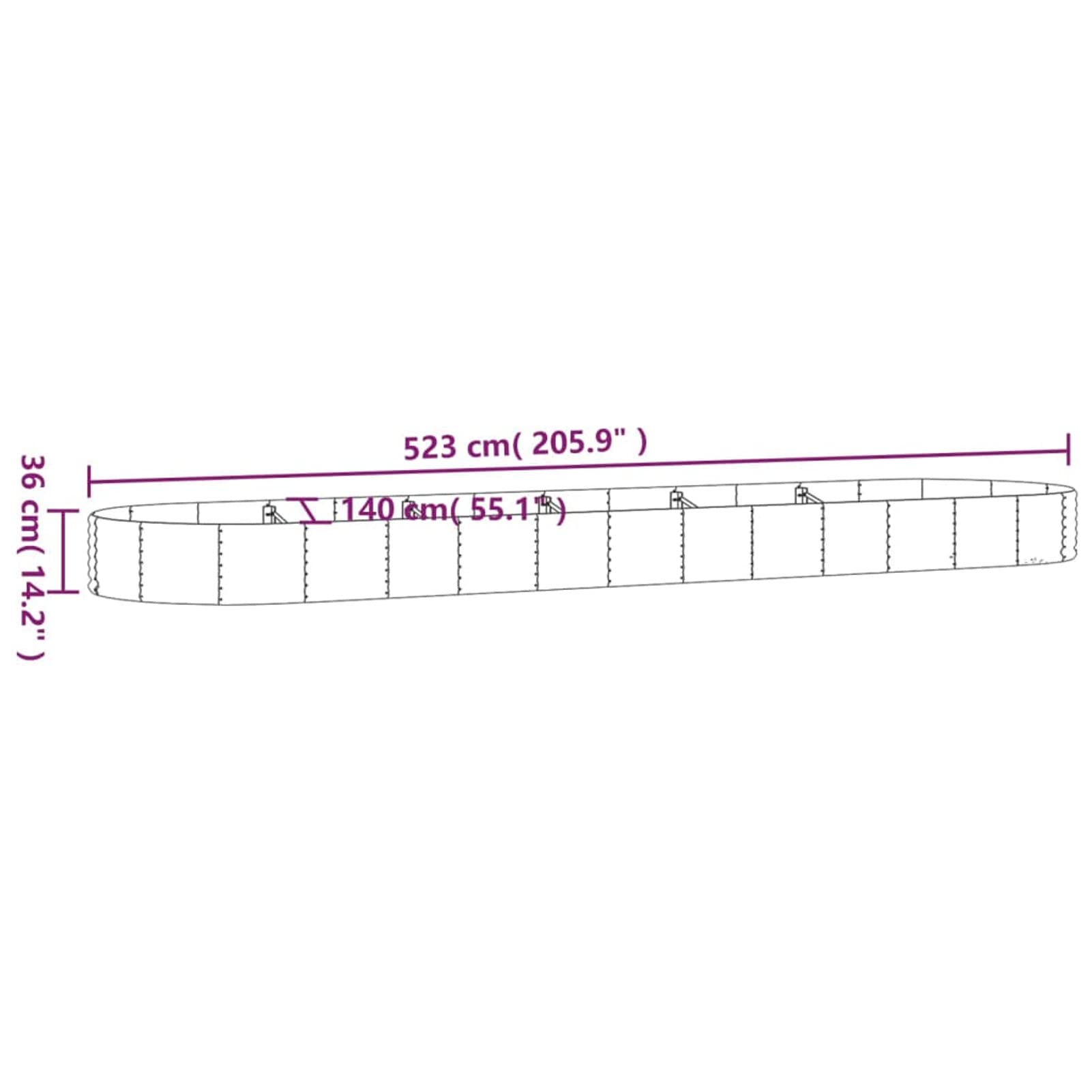 Chusui Jardinera Acero con Recubrimiento en Polvo, Huerto Urbano Terraza, Jardineras Exterior, Jardineria Maceteros, Mesa De Cultivo, Huerto En Casa, Gris 523x140x36 cm