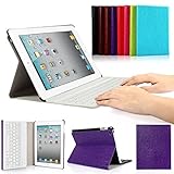 CoastaCloud iPad 2/3/4 Really Thin Smart Stand Cover with Magnetically Detachable Wireless Bluetooth Keyboard Case for Apple iPad 2 3 4 (Purple)