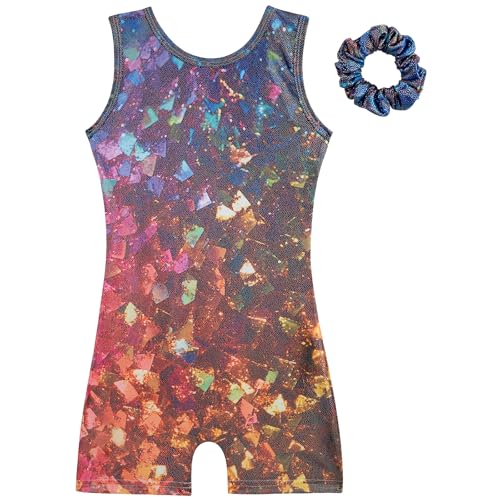 HOZIY Gymnastics Leotards for Girls with Shorts Biketards Dance Tumbling Outfits Matching Scrunchies 1-12 Years Old