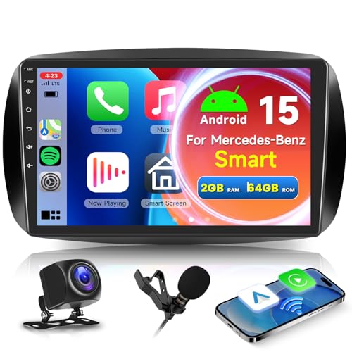 Wireless Carplay & Android Auto & Mirror Link: Autoradio Android per Mercedes Smart 453 Cruscotto pulito quando si utilizza CarPlay/Android Auto in modalità wireless! Collegate il vostro telefono all'autoradio tramite Bluetooth e in modalità wireless per accedere a musica, navigazione, messaggi e altre funzioni del vostro telefono mentre guidate in tutta sicurezza. È anche possibile guardare i video Mirror Link su questo grande schermo