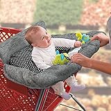 Summer 2-in-1 Full Coverage Cushy Shopping Cart Cover (Heather Gray) and High Chair Cover with Removable Seat Positioner, Strap, Phone Holder, and Toy Loops, Heather Gray and Black