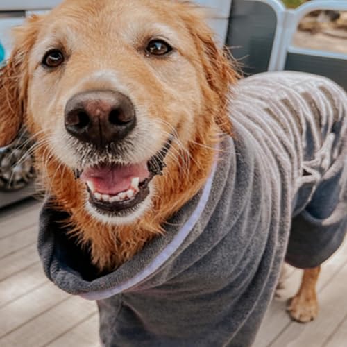 Euakee Hundebademantel, Dry Fast Dog Robes Mantel Super saugfähig, Verstellbarer Kragen & Bauchgurt Schnell trocknender Mantel Haustier Hund Katze Bademantel Handtuch, Grau (2XL)