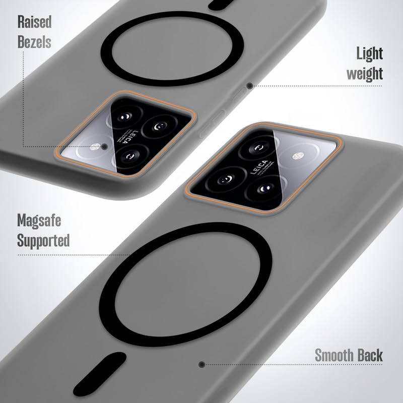 Image of Mr. Case Back Cover for Xiaomi 14 5G Sleek Frosted Translucent Back Only Compatible with Wireless Magnetic Accessories | Anti-Scratch Shockproof Phone Case - Black