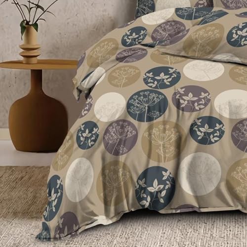Image of Organza Super Soft Glaze Cotton King Size All Season Double Bed AC Comforter (Botanical Circle, Comforter with Bedding Set)