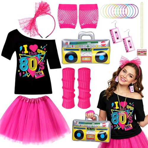 Saier tbo Disfraz de los años 80 para mujer, Halloween, carnaval, fiesta temática retro (estilo 2, XL)