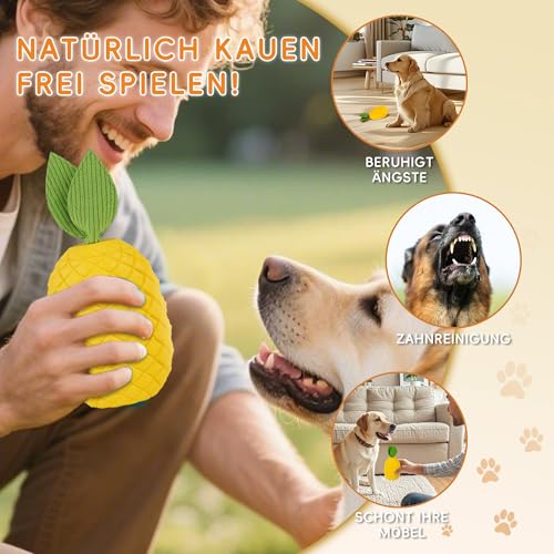 FuntasticFinds Ananas Hundespielzeug für Aggressive Kauer, Unzerstörbares Kau-Spielzeug mit Quietscher für Große Hunde – Langlebiges Gummispielzeug für Welpen-Zahnung & Interaktives Spiel