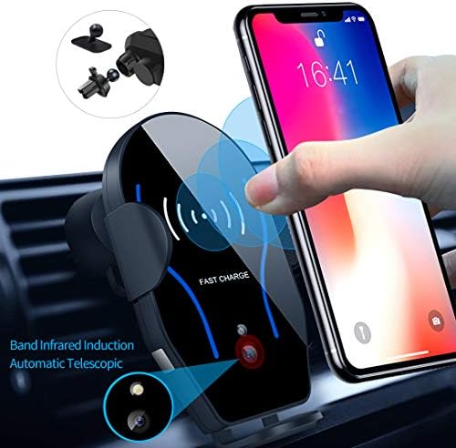 BNBKIKO Wireless Car Charger Mount, Auto Clamping 10W/7.5W Qi Certified Fast Charging, Dashboard & Vent Phone Holder Compatible with iPhone Xs/XS Max/XR/X/8/8 Plus, Samsung S10/S10+/S9/S9+
