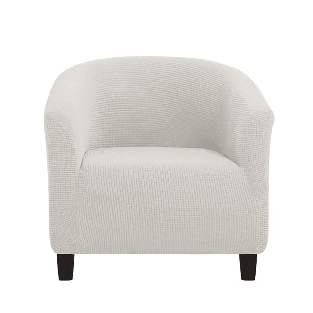 YeGang Tub Chair Covers 1 Piece, Bucket Chair Covers High Stretch Club Chair Covers Soft Armchair Slipcovers for Dining Living Room Office Reception (Ivory)