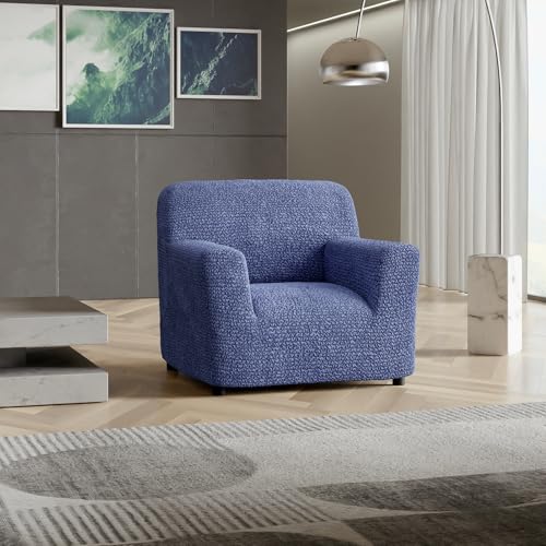 Image of Bellissima Sofa Covers - Premium Luxury Microfibra Plain Stretchable Sofa Cover Single Seater Fully Covered Slipcover, Imported from Italy (Ash Blue)