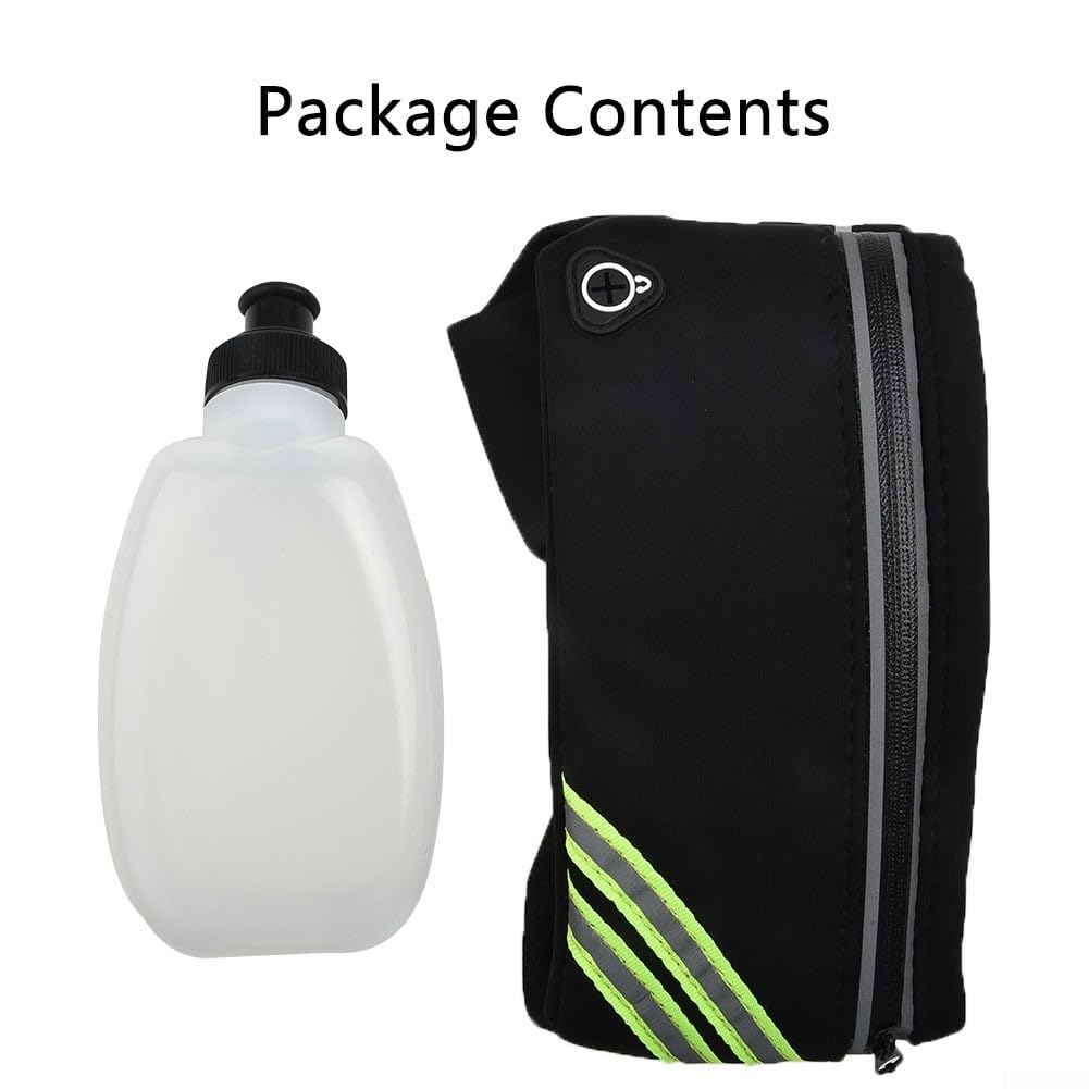 Ceinture de course avec kit d'hydratation comprenant des bouteilles d'eau de 283,5 g, une sangle de taille réglable et un tissu imperméable, rangement sécurisé pour clés, téléphones et plus (bleu