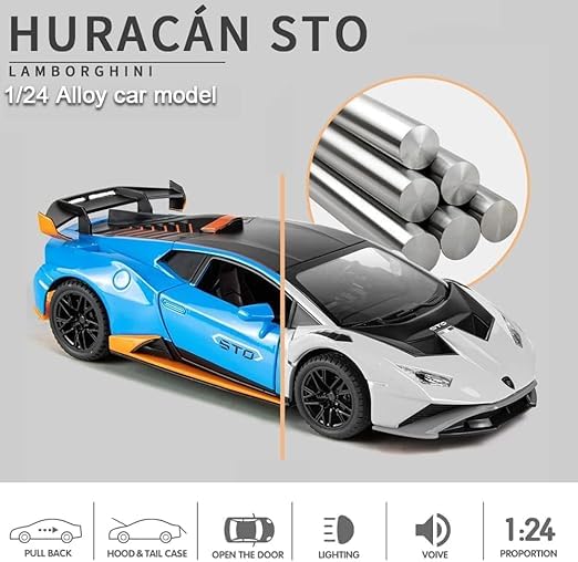 Image of DEOXY 1:24 Lamborghini Urus Car Model, Diecast Pull Back Car Toy car, Doors Open, Light and Sound, Boys Toys Kids Adults Gifts Black (STO Blue)