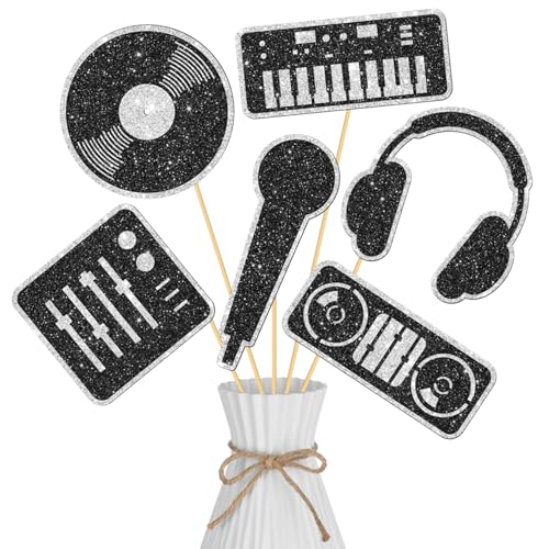 Music Theme Centerpiece Sticks Musical Party Decorations 12PCS DJ Table Toppers Music Disco Theme...