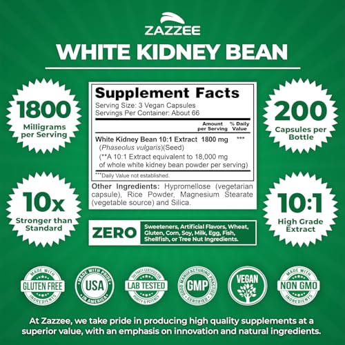 Zazzee 1800mg White Kidney Bean