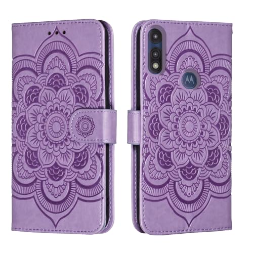 shingtomua for Motorola Moto E (2020) Case Wallet with Card Holder Kickstand Magnetic Soft Leather Flip Fold Case for Moto E 2020 Cover (Purple)