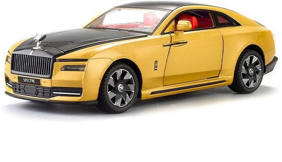 Image of BlackZone Compatible for 1 /24 Scale Rolls Royce Spectre Diecast Model Car Toy, Zinc Alloy Pull Back car with Openable Doors, Sound and Light Car Toy for Kids Boys and Girls (1:24 Spectre - Gold)