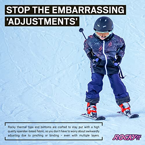 Rocky Thermal Underwear For Boys (Thermal Long Johns Set) Shirt & Pants, Base Layer W/Leggings/Bottoms Ski/Extreme Cold (Black - Medium) #TOP2