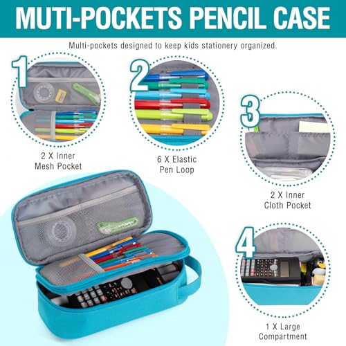 Image of Large Pencil Case for Boys Kids,Gamer School Pencil Pouch for Boys with Zipper Compartment,Big Stationery Pencil Box Organizer Pen Bag For Kids School