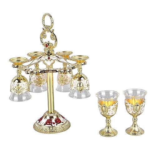 ICRPSTU Copo de cafetão, cores requintadas, 6 peças, cálice de metal com padrão em relevo para festa