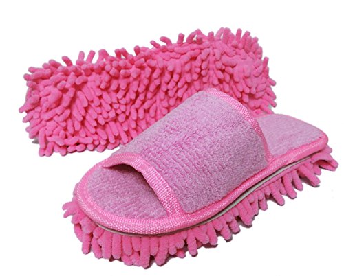 Friendly House Women's Microfiber Floor Cleaning Mop Slippers with Terry Towel Fabric (Royal Blue) (Suitable for Women Size 5-7, Pink)
