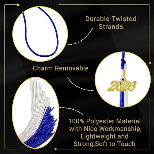 Image of Blue and White Graduation Tassel 2026 for Grad Cap and Graduation Ceremony Accessory Decoration