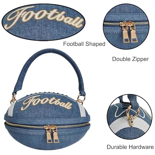 Image of Women Rhinestone Football Shaped Handbag Chain Crossbody Shoulder Bag Football Purse | Rugby, Unique, Novelty, Football
