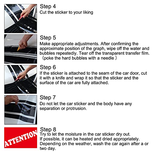 Image of Car Hood Stripe Sticker Universal Auto Racing Stripes Body Side Decal Vinyl Stripe Sticker Accessories Modified Decoration for Car Vehicles (Red, 63 * 11'')