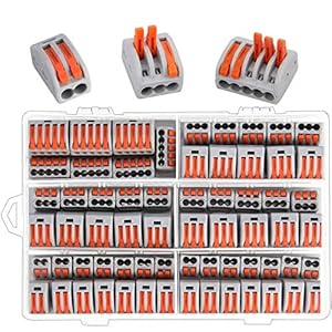 Morsettiere elettriche,Preciva 100 Pezzi Capicorda a Morsetto a Leva Connettore cavo elettrico Kit di morsettiere,Blocchi connettori elettrici con 50 Pezzi 3 Porte/40 Pezzi 2 Porte/10 Pezzi 5 Porte.