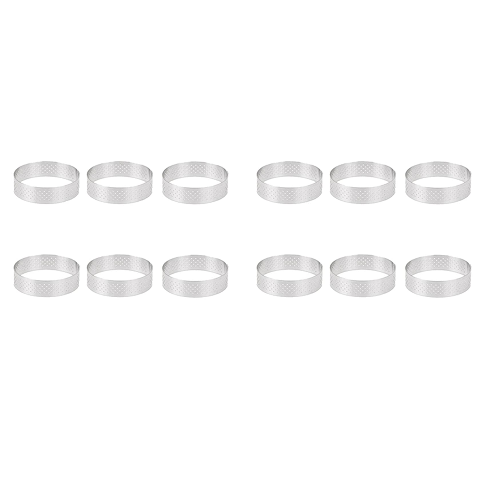 Hndhbfgrt 12Pcs 6cm Tart Ring Stainless Steel Tartlet Mold Circle Cutter Pie Ring Heat- Perforated Cake Mousse Molds