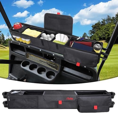 Roykaw 1680D Oxford Cloth Golf Cart Storage Basket, Universal Front Inner Basket for DS Precedent RXV TXT G16 G29 & Other, No Drilling Dash Tray Organizer w/Insulated Cup Layer, No Affect Windshield