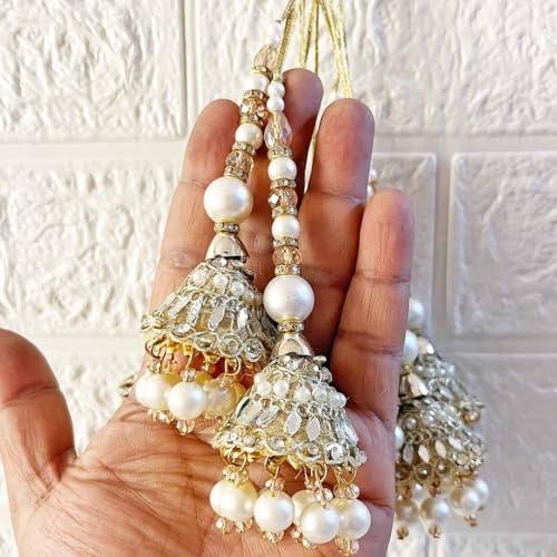 Image of Adikala Craft Store Handmade Ethnic Latkan Tassel Set of 2 for Saree Pallu, Blouse, Suits, Dupatta, Lehenga Decor (Silver Mirror Cone)