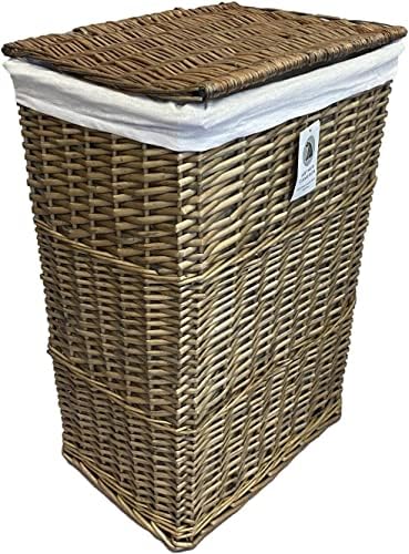 Large Wicker Laundry Wash Basket Bin (Medium, Wash White)